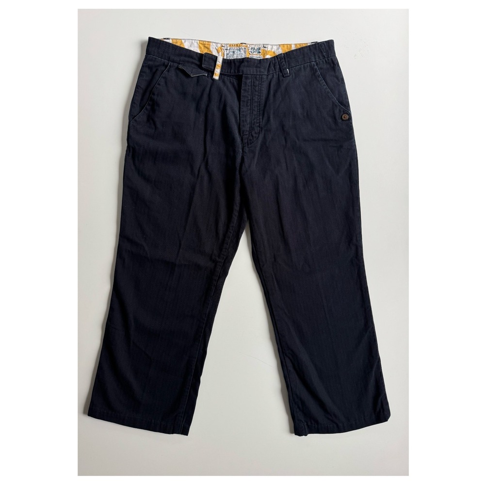 TROVATA Chino Pants Mens 34x25 Hemmed Blue‎ Herringbone